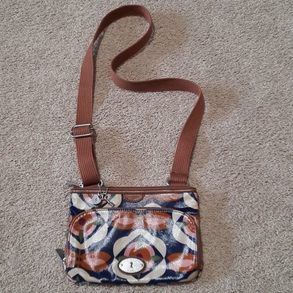 Fossil Handbags - Fossil Key Per coated canvas Crossbody Bag Retro print.